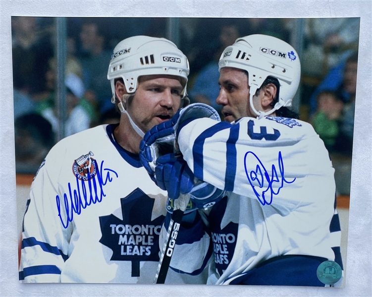 Wendel Clark & Doug Gilmour Dual Signed Toronto Maple Leafs Legends 8x10 Photo