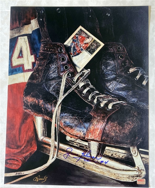 Jean Beliveau Montreal Canadiens Signed 16x20 Painted Photo