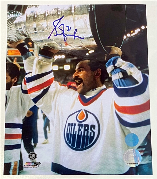 Grant Fuhr Edmonton Oilers Signed Stanley Cup Celebration 8x10 Photo