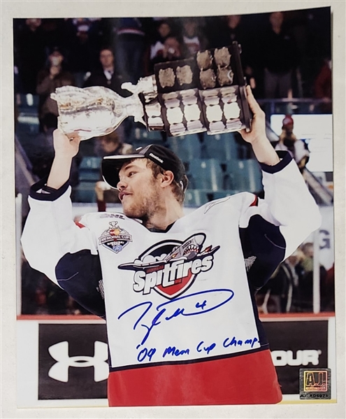 Taylor Hall Autographed Windsor Spitfires 8x10 Photo With Memorial Cup Champs Note