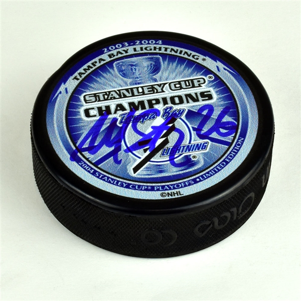 Martin St Louis Tampa Bay Lightning Autographed 2004 Stanley Cup Puck