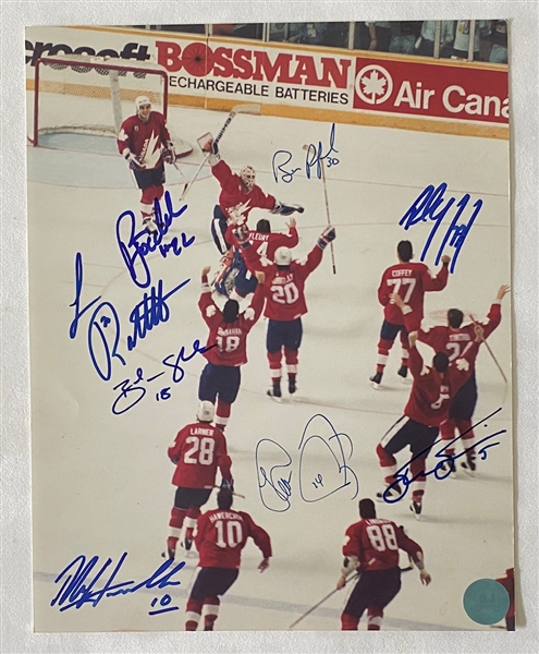 1991 Canada Cup Championship Team 8 Player Signed Celebration 8x10 Photo