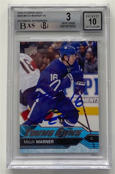 Mitch Marner Signed 2016-17 Upper Deck Card #468 - BAS Authenticated, Slabbed, Graded