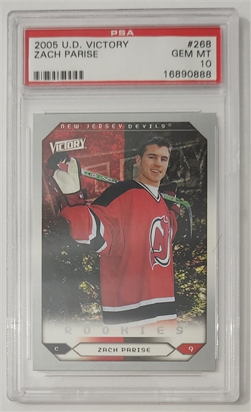 Zach Parise 2005-06 Upper Deck Victory Rookie Card #268 Graded PSA 10