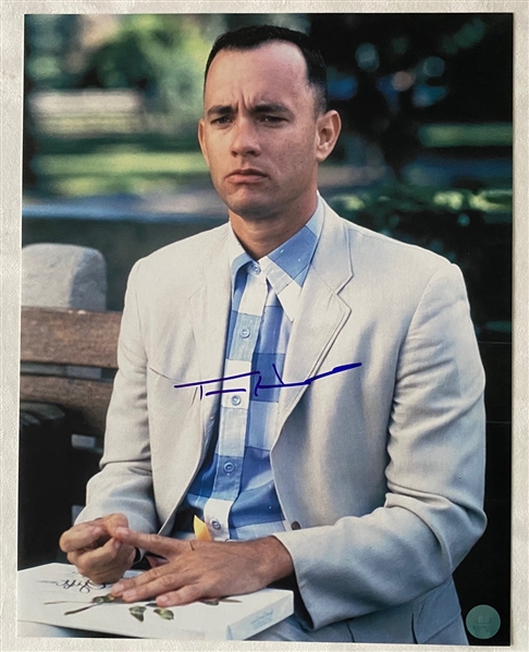 Tom Hanks Signed Forrest Gump Famous Box of Chocolates Scene 11x14 Photo