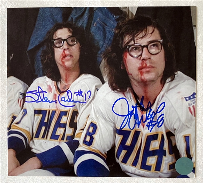 The Hanson Brothers Double Signed Charlestown Chiefs Slap Shot Bloody 7x8 Photo