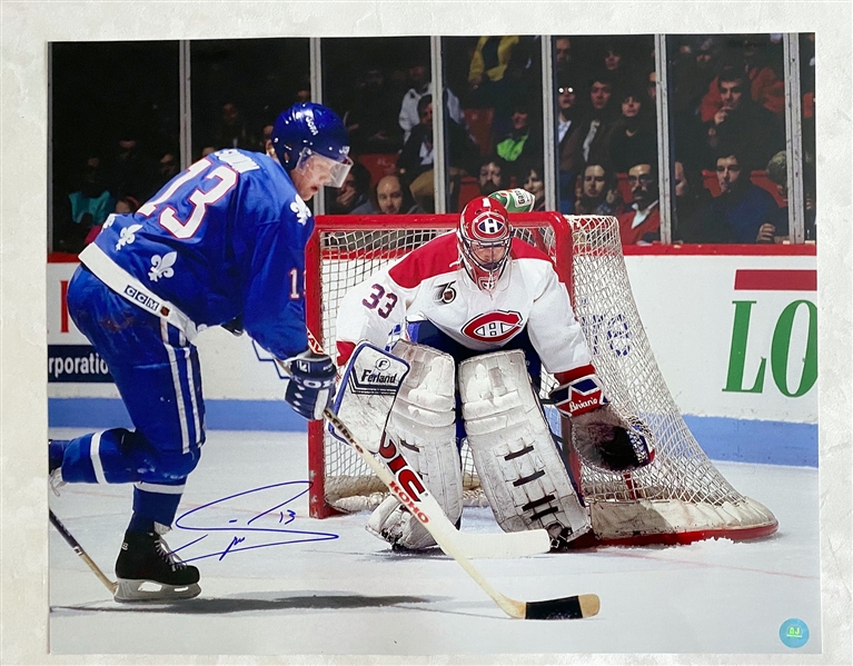 Mats Sundin Quebec Nordiques Signed 16x20 Photo vs Patrick Roy