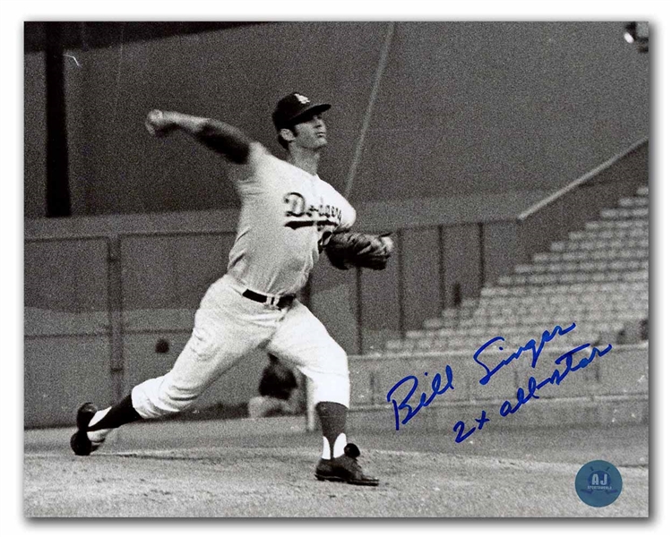 Bill Singer Los Angeles Dodgers Signed 8x10 Photo with 2x All-Star Note