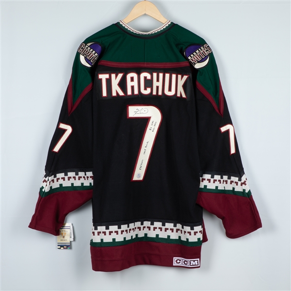 Keith Tkachuk Signed Phoenix Coyotes Vintage CCM Jersey with Career Stats Inscriptions