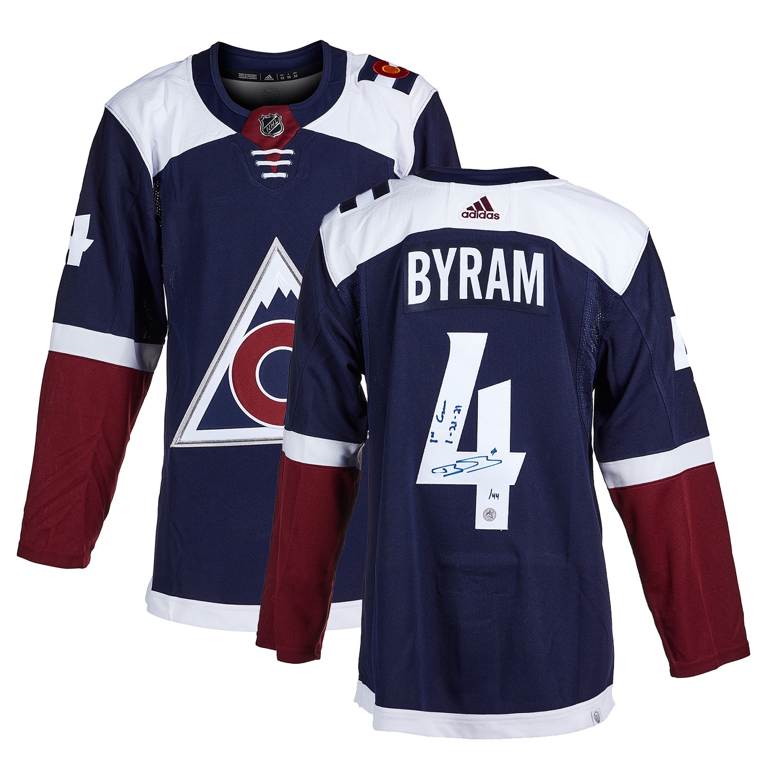 Bowen Byram Colorado Avalanche Signed & Dated 1st Game Alt adidas Jersey #/44