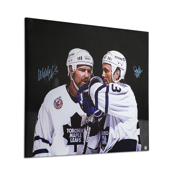 Wendel Clark & Doug Gilmour Dual Signed Toronto Hockey Portrait 26x32 Art Canvas