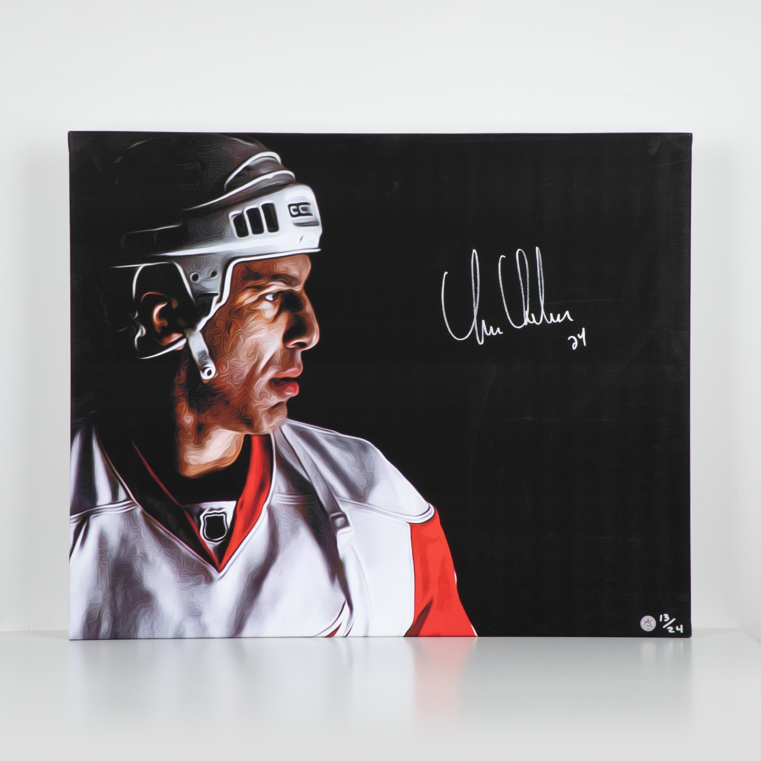 Chris Chelios Signed Detroit Red Wings 26x32 Portrait Art Canvas #13/24