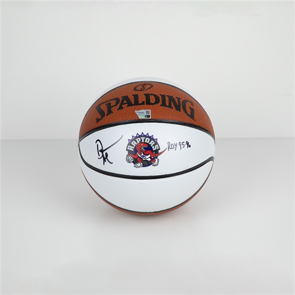 Damon Stoudamire Signed Toronto Raptors Spalding Basketball with ROY Note