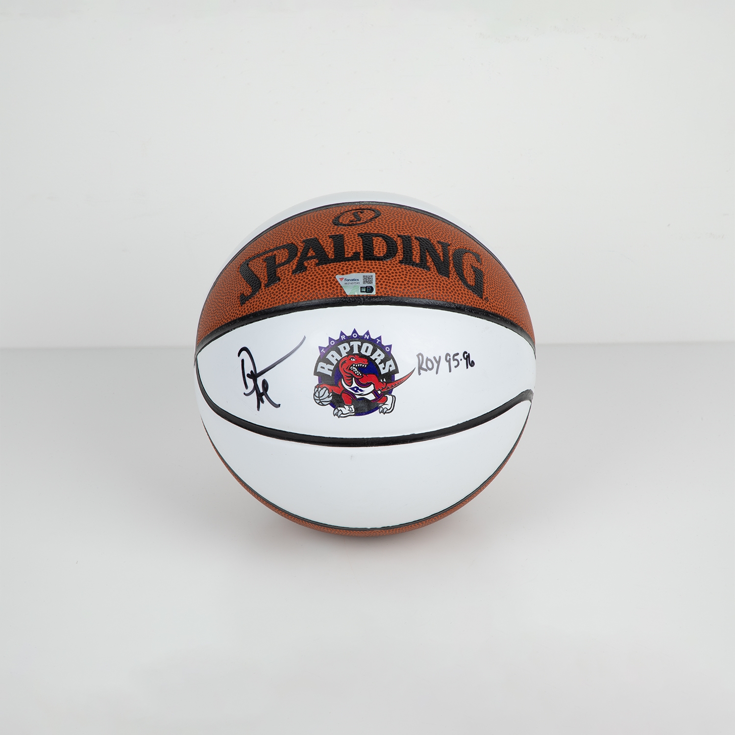 Damon Stoudamire Signed Toronto Raptors Spalding Basketball with ROY Note