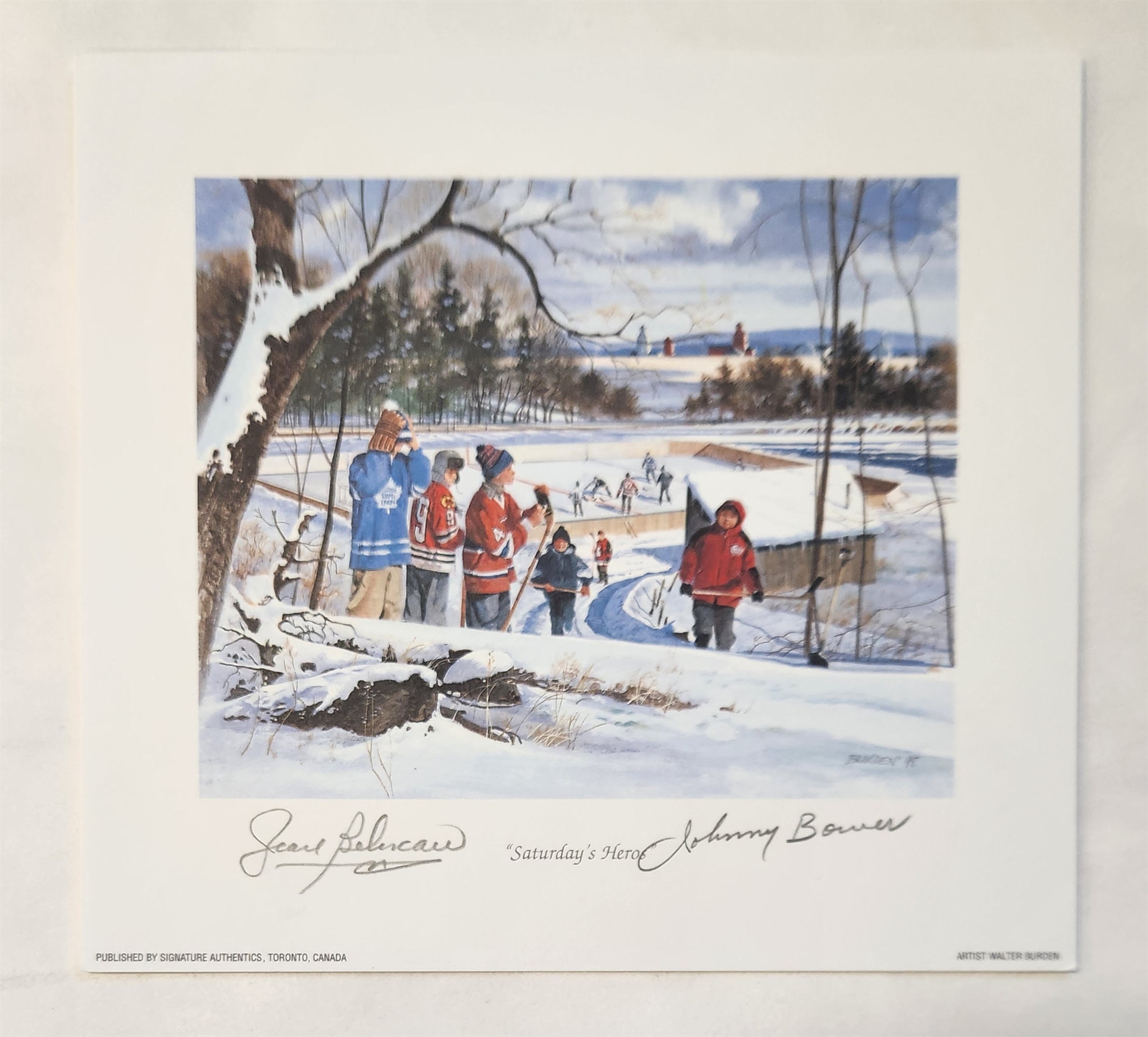Jean Beliveau & Johnny Bower Signed Saturdays Heros 8x8.5 Lithograph 