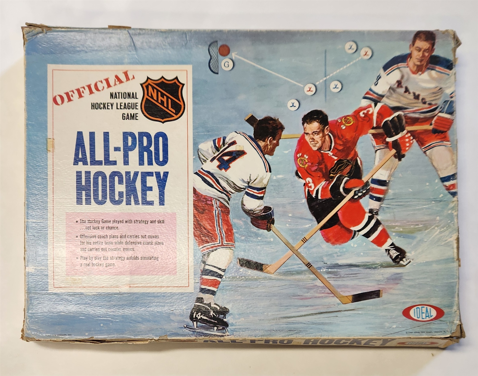 1969 Vintage Ideal All-Pro Hockey Official NHL Board Game Near Complete