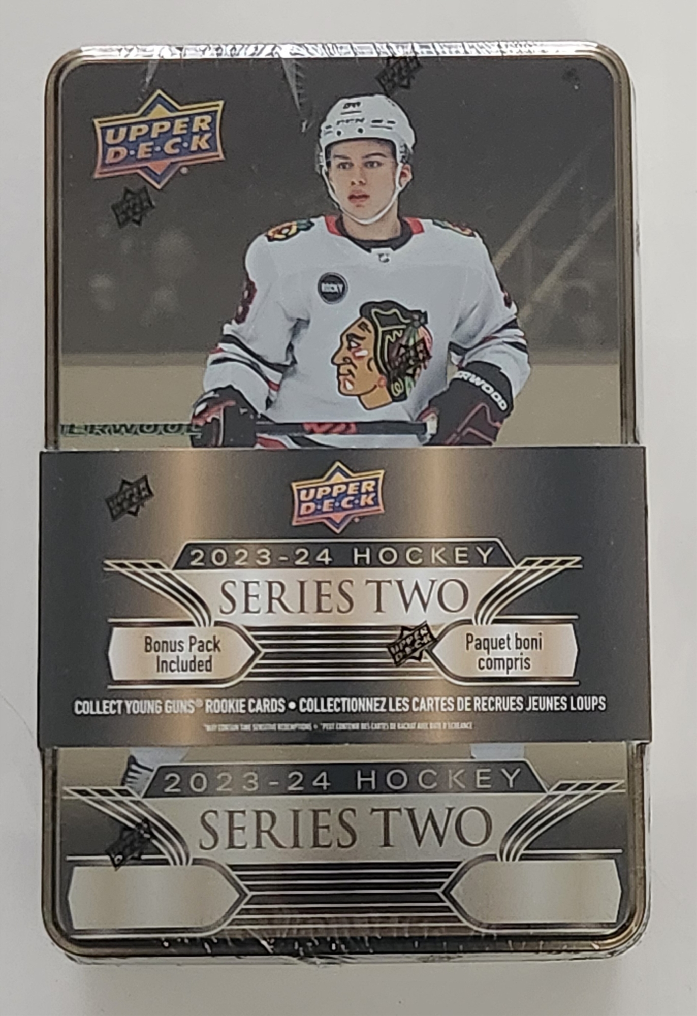 2023-24 Upper Deck Series 2 Trading Cards Sealed Tin Possible (Bedard Rookie)
