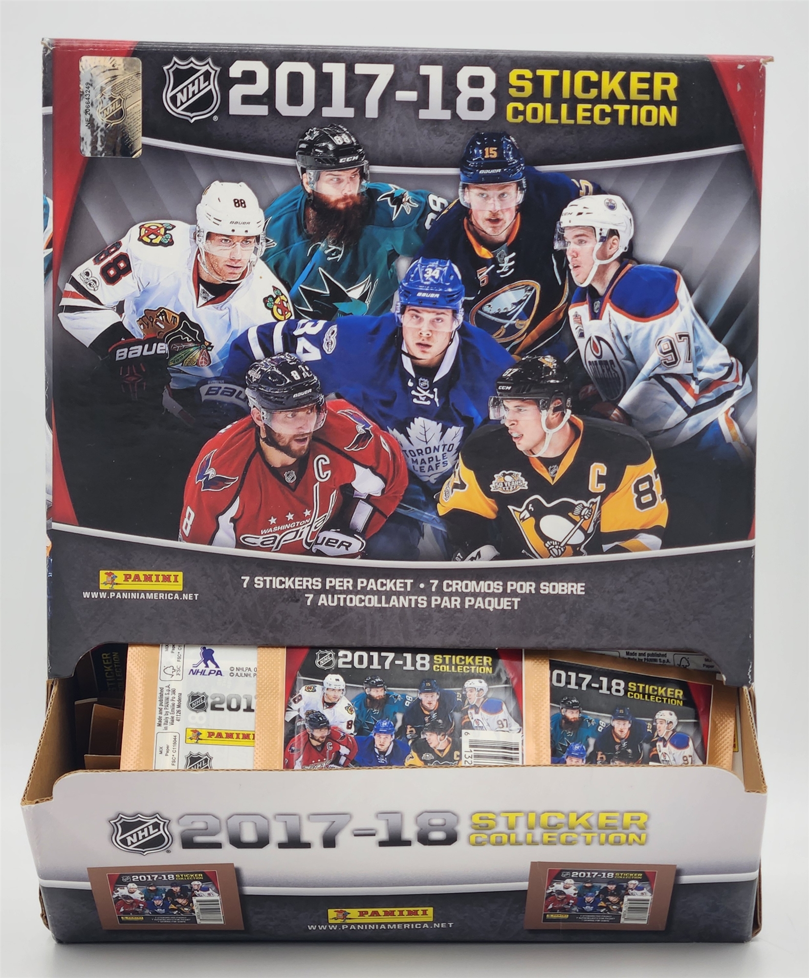2017-18 Panini NHL Stickers Gravity Box with 141 Sealed Packs