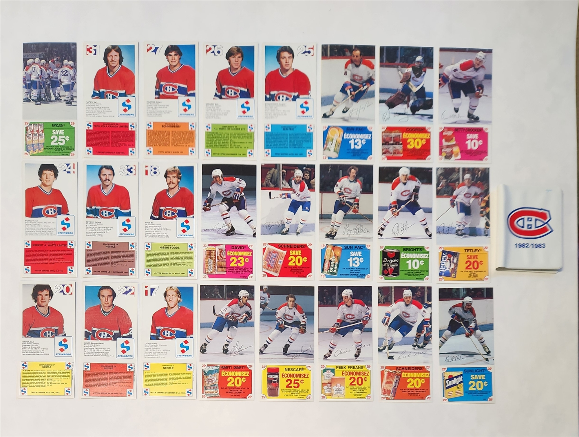 1982-83 Steinberg Montreal Canadiens Hockey Postcard Team Set