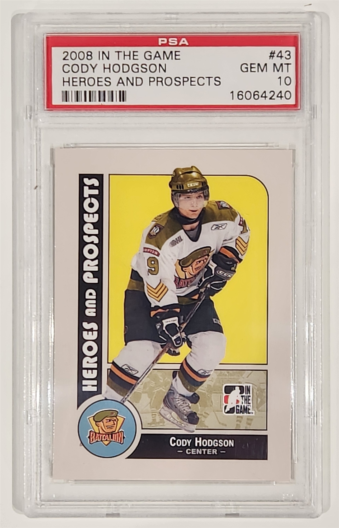 Cody Hodgson 2008 In The Game Heroes And Prospects Pre Rookie Card Graded PSA 10