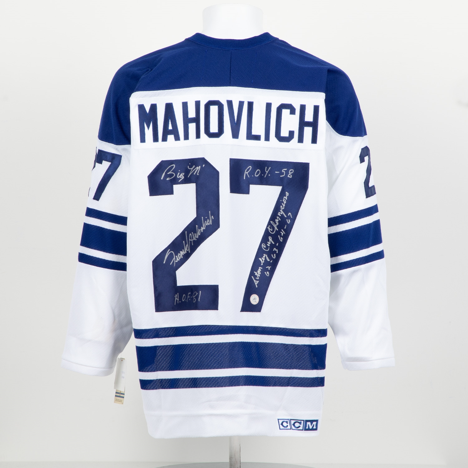 Frank Mahovlich Signed Toronto Maple Leafs Vintage CCM Jersey with Career Stats