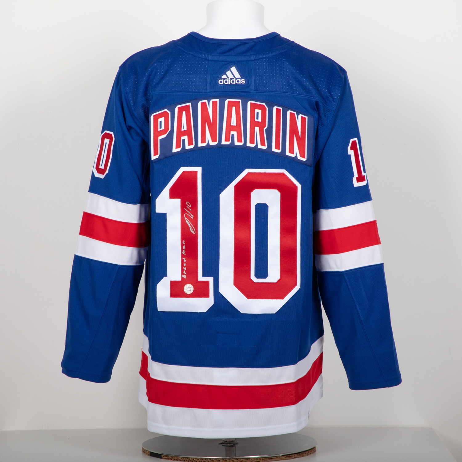 Artemi Panarin Signed New York Rangers Adidas Jersey with Bread Man Note