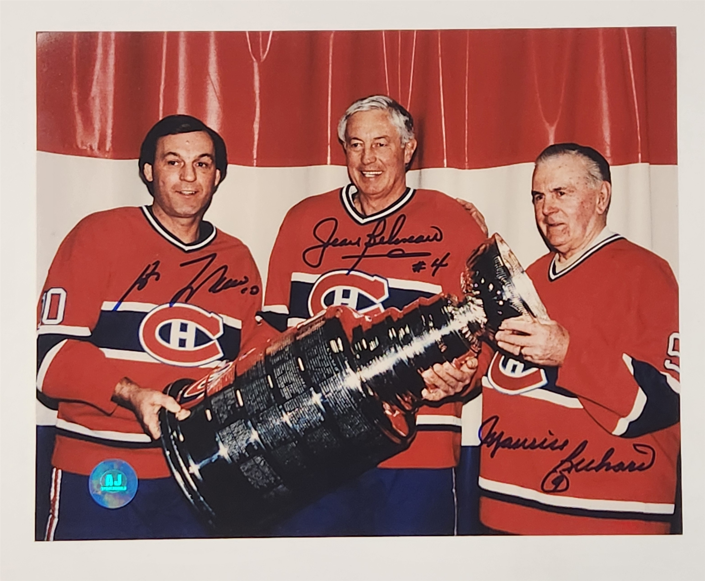 Maurice Richard Jean Beliveau & Guy Lafleur Signed Montreal Canadiens 8x10 Photo