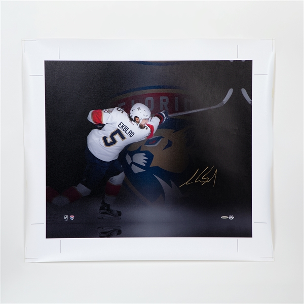 Aaron Ekblad Autographed Florida Panthers Slapshot Canvas