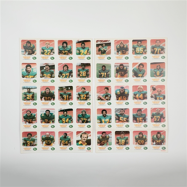 1981 Edmonton Eskimos Red Rooster Uncut Sheets With Warren Moon