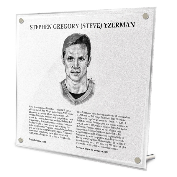 Steve Yzerman Replica Hockey Hall of Fame Plaque 