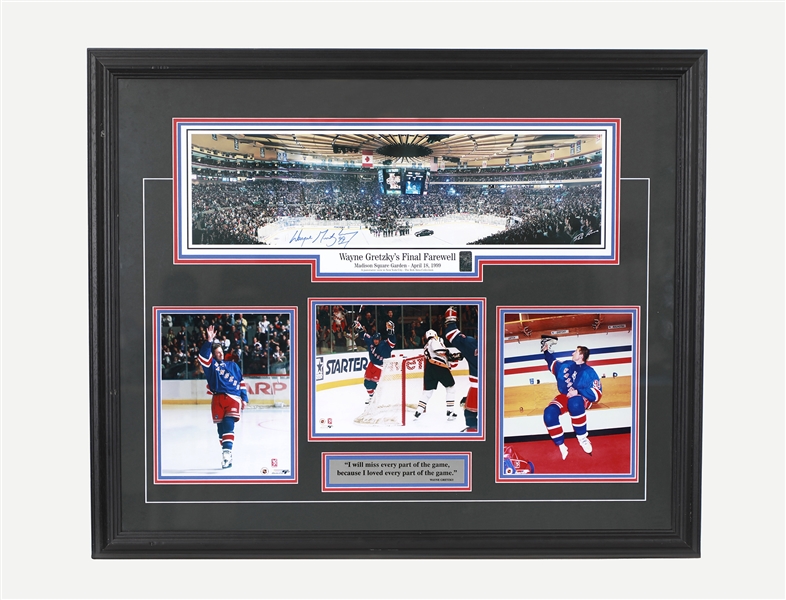 Wayne Gretzky Autographed New York Rangers Last Game 30x36 Frame