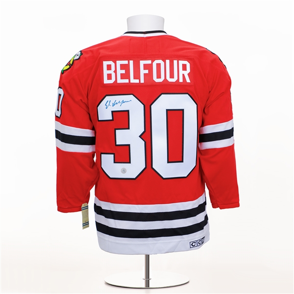 Ed Belfour Autographed Chicago Blackhawks Vintage CCM Jersey