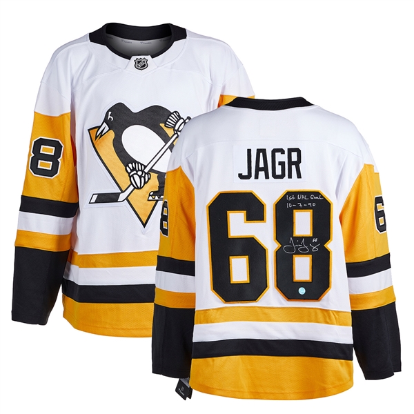 Jaromir Jagr Pittsburgh Penguins Signed & Dated 1st Goal Fanatics Jersey