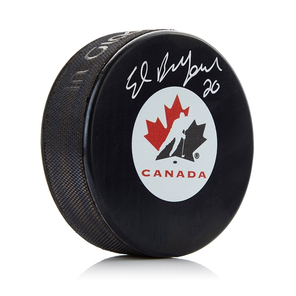 Ed Belfour Team Canada Autographed Hockey Canada Logo Puck