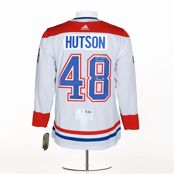 Lane Hutson Signed & Dated Montreal Canadiens 1st Game Adidas Jersey LE 7/48