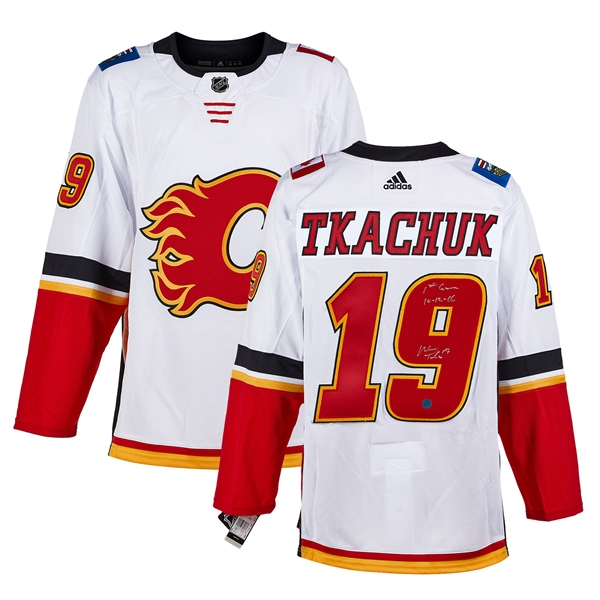 Matthew Tkachuk Calgary Flames Signed & Dated 1st Game adidas Jersey