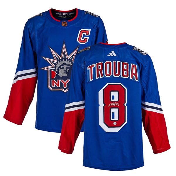 Jacob Trouba Signed New York Rangers Reverse Retro 2.0 adidas Jersey