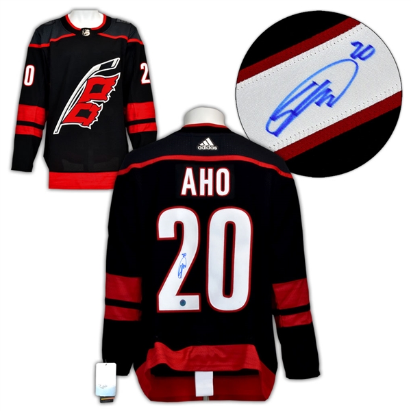 Sebastian Aho Signed Carolina Hurricanes Black adidas Jersey