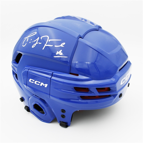 Pat LaFontaine Autographed Blue CCM Tacks Helmet (Flawed)