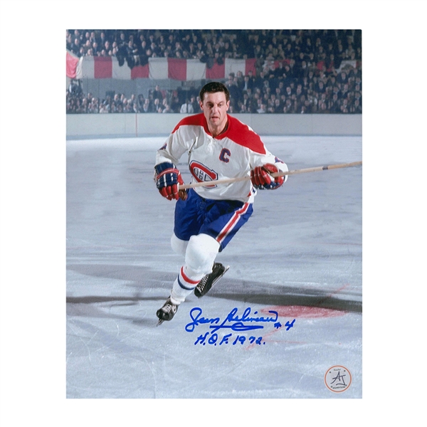 Jean Beliveau Signed Montreal Canadiens Captain 8x10 Photo with Note