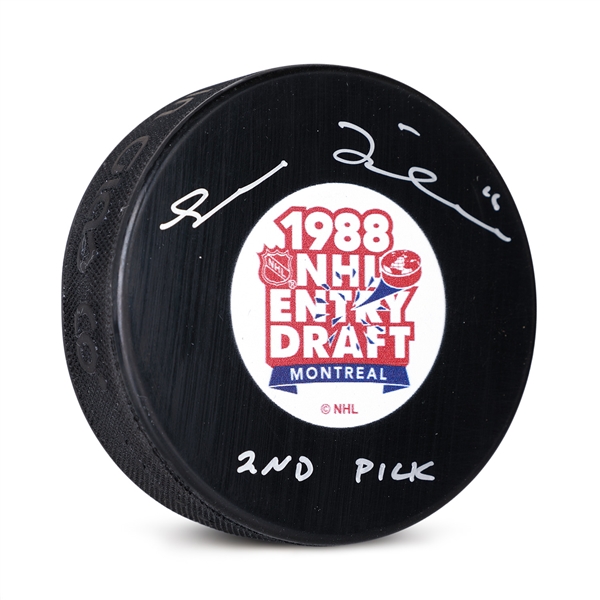 Trevor Linden Signed 1988 NHL Entry Draft Puck with 2nd Pick Note