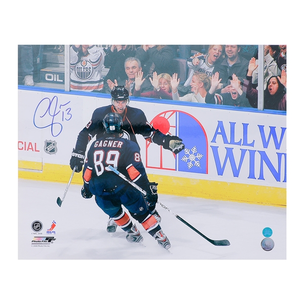 Andrew Cogliano Autographed Edmonton Oilers Goal Celebration 16x20 Photo