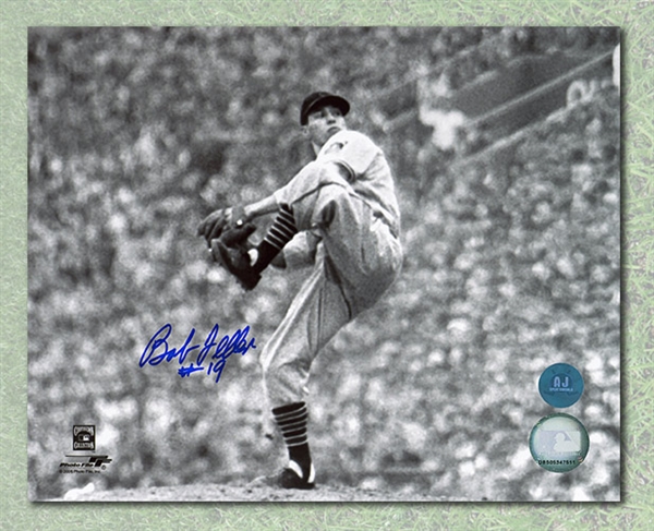 Bob Feller Autographed Cleveland Indians Pitching 8x10 Photo