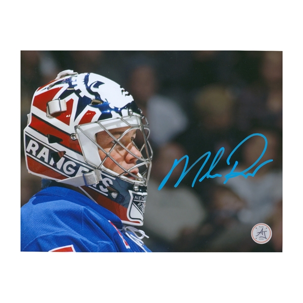 Mike Richter Autographed New York Rangers Mask Close-Up 8x10 Photo