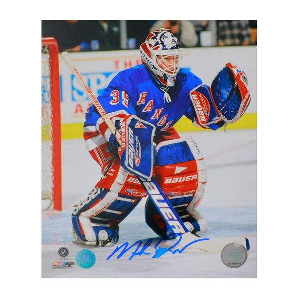 Mike Richter Autographed New York Rangers 8x10 Photo (Flawed)