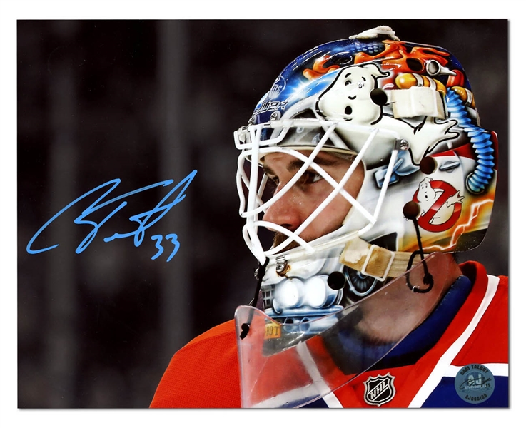 Cam Talbot Autographed Edmonton Oilers Mask Close-Up 8x10 Photo