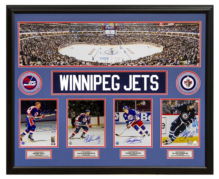 Winnipeg Jets Hull, Hawerchuk, Selanne, Wheeler Signed Panoramic 35x44 Frame