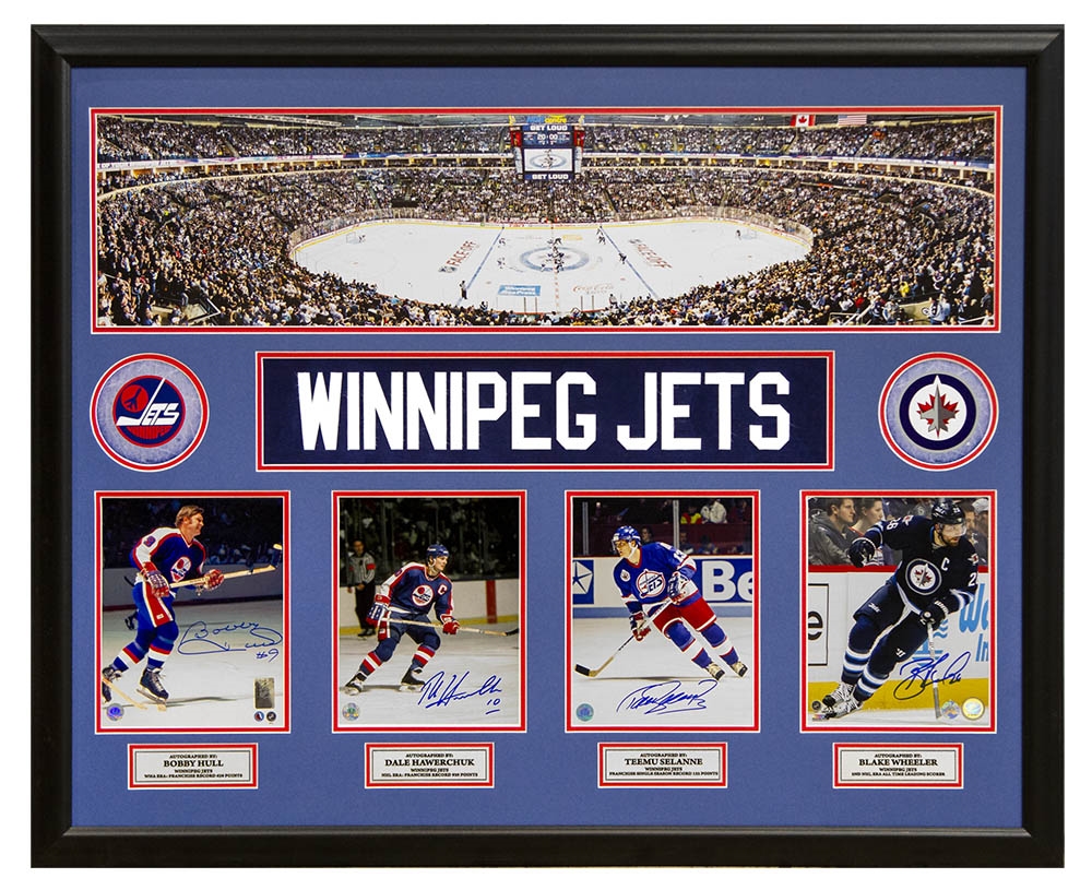 Winnipeg Jets Hull, Hawerchuk, Selanne, Wheeler Signed Panoramic 35x44 Frame