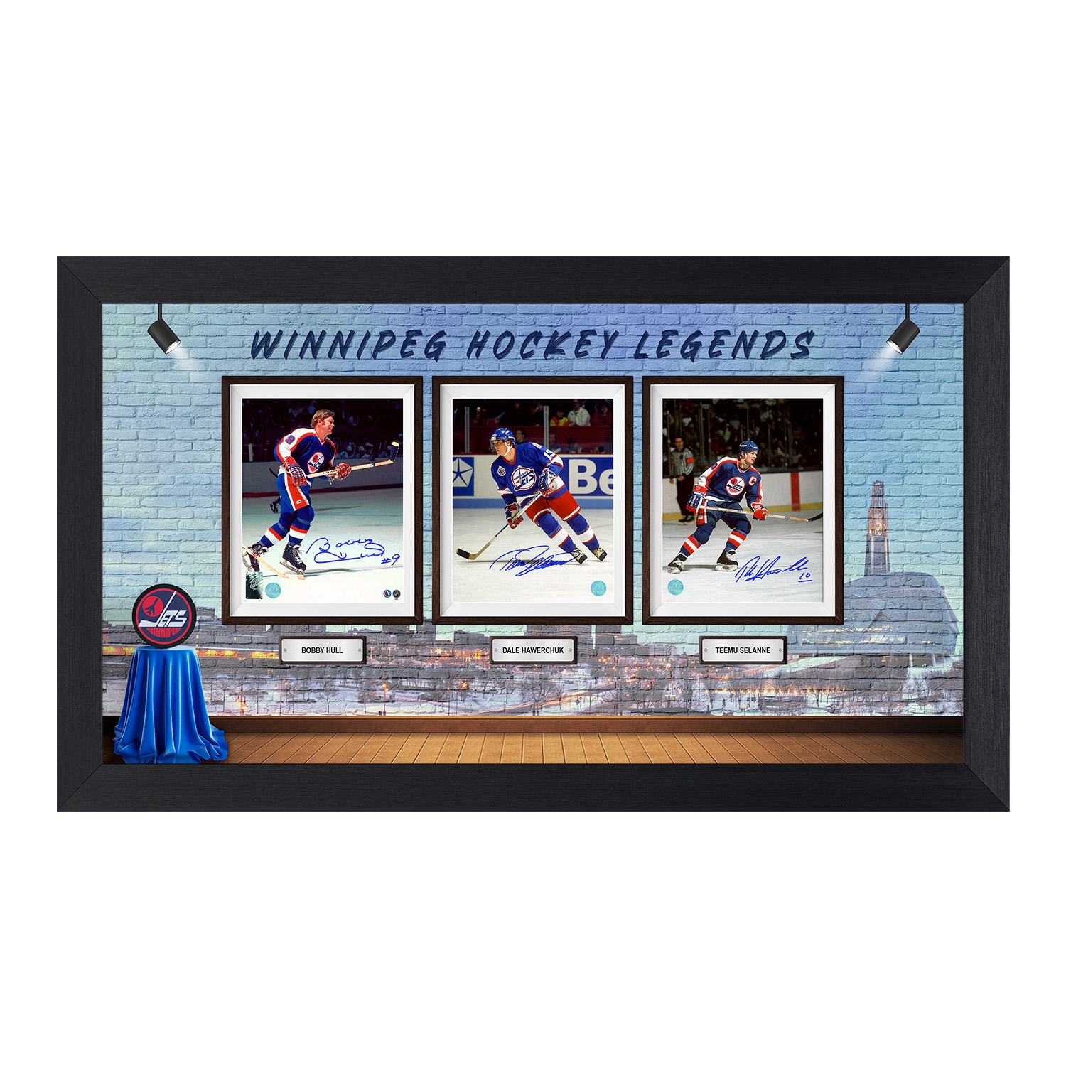 Winnipeg Jets Signed Franchise Legends Skyline Museum 24x43 Frame