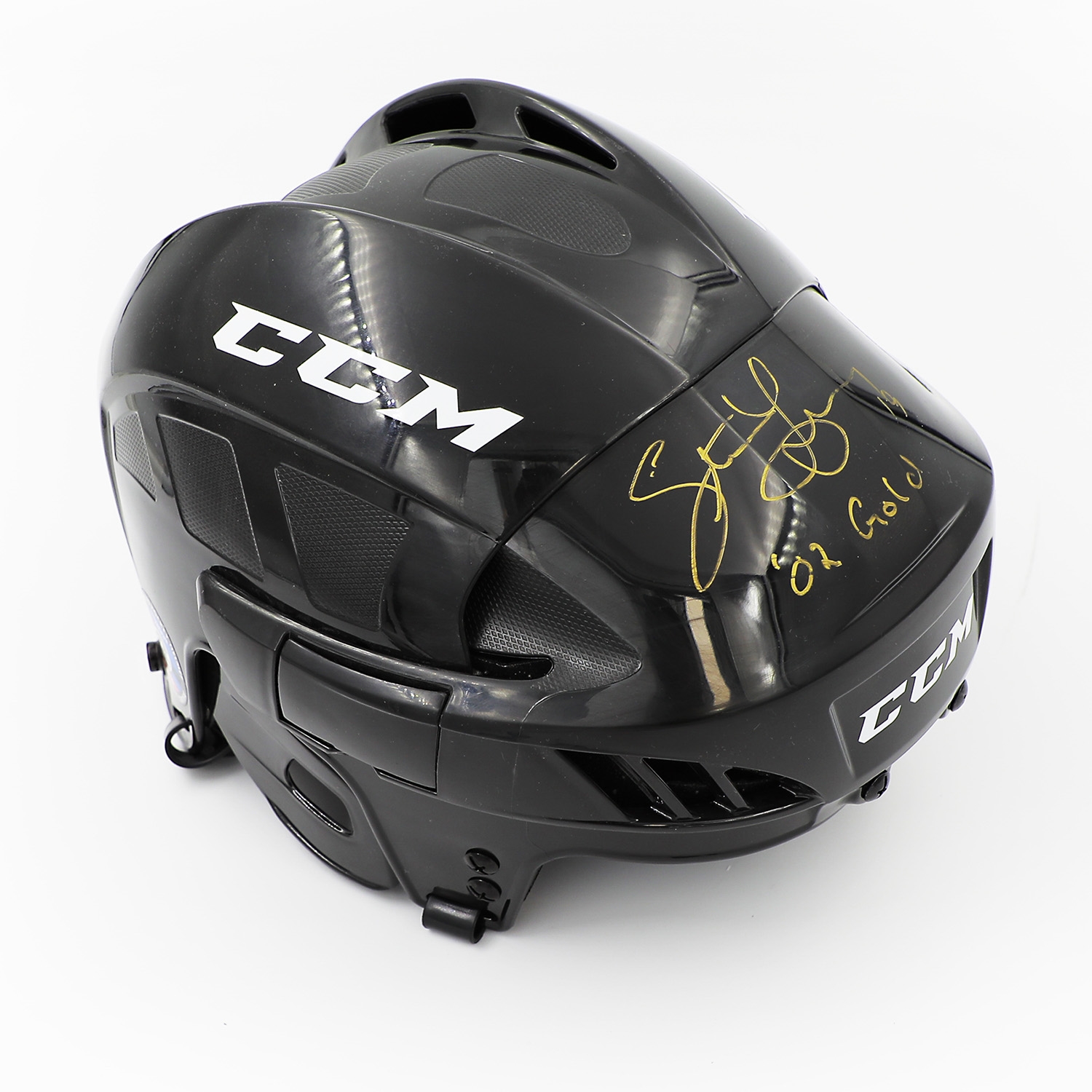 Steve Yzerman Autographed Black CCM Fit Lite 40 Helmet With 02 Gold Note